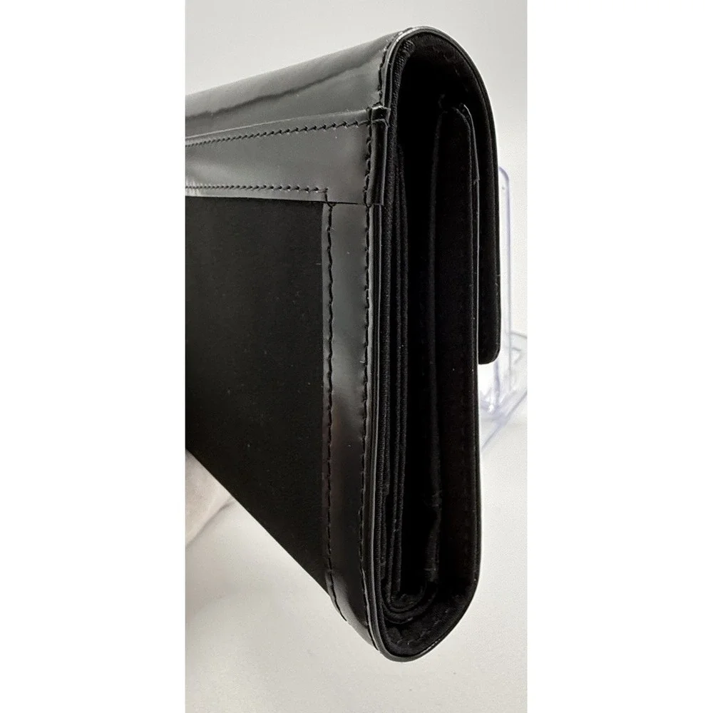 Lauren Ralph Lauren Black Nylon Patent Leather RLL Wallet Trifold Card Wallet‎